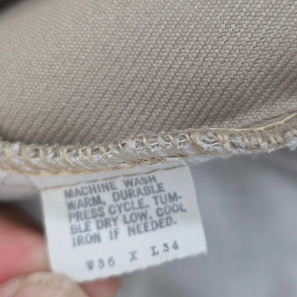 Vintage Levis Sta-Prest Action Slacks 36x34 Tan Beige Western Bootcut Pants